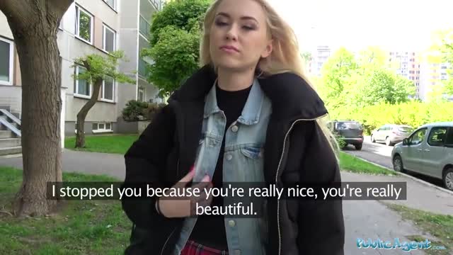 Public Agent Hot blonde student fucked doggy style in forest