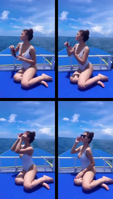 Ananda Julia pake Bikini di kapal